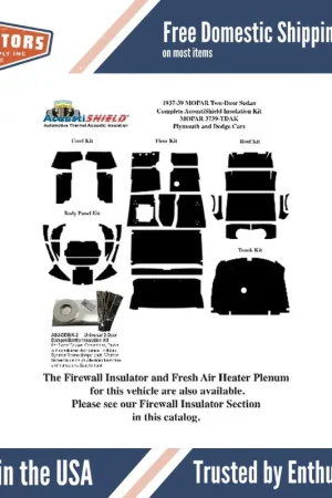 Final Sale Insulation Sound Deadener Kit for 1937-39 Mopar Sedan 2DR Acoustishield Complete