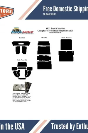 Insulation Sound Deadener Kit for 1932 Ford Cabriolet Acoustishield Complete Professional Grade