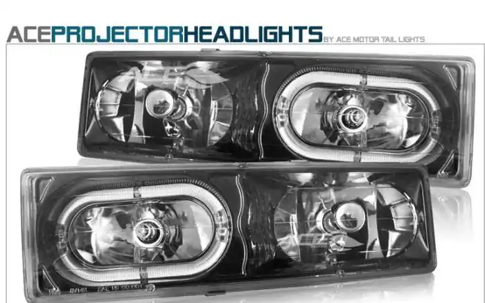 Black Chrome Halo Headlights Handmade