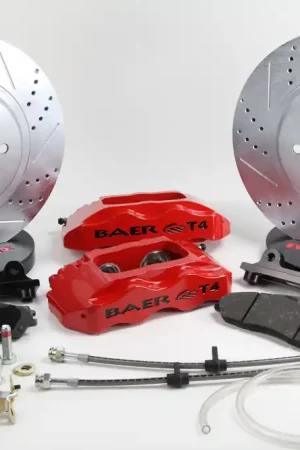 Exclusive Baer Brakes 4301396R-1 Baer Brakes 13" Track4 Front Brake Kit, Red, Slot