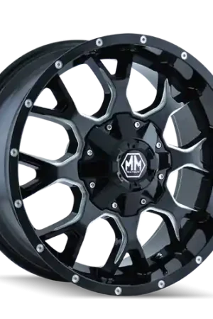 Mayhem 8015 Warrior 17x9 / 6x135 BP / -12mm Offset / 106mm Hub Black w/ Milled Spokes Wheel Final Sale