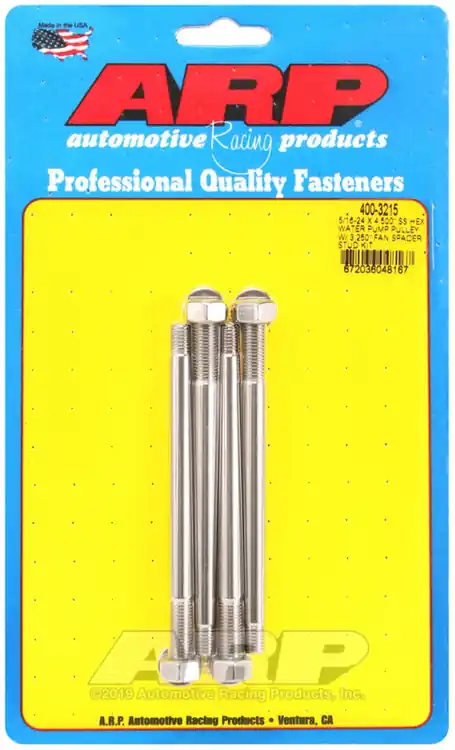 Weekend Sale ARP 5/16-24 x 4.5 Inch Stainless Steel Hex Water Pump Pulley with 3.25 Inch Fan Spacer Stud Kit