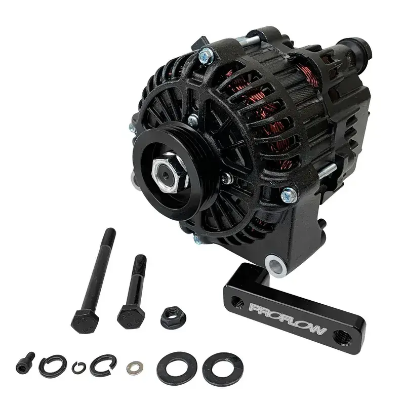 Proflow Alternator Power Spark Conversion Kit For Nissan & Holden RB25/RB26/RB30 140amp Alternator Brackets & Pulley Black Kit Editor’s Pick