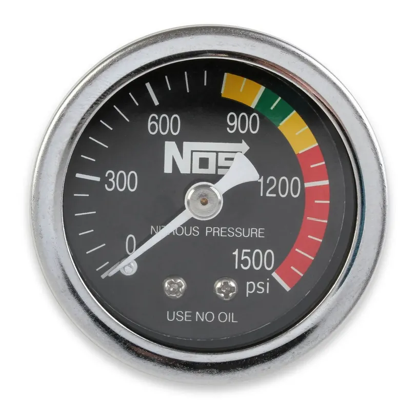 NOS Nitrous Gauge w/ Adapter Nitrous Gauge, Black, 1-1/2" Original