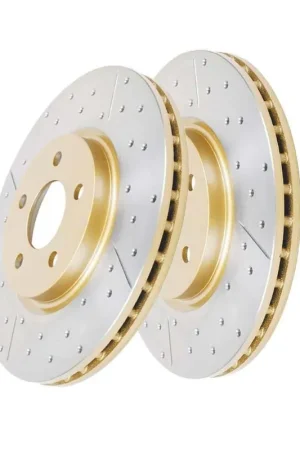 Disc Brakes Australia DBA DBA167X Street Series X Gold Cross-Drilled Brake Disc Rotor Pair 280mm Crafted