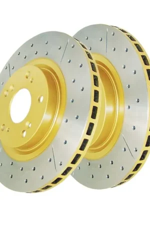 Special Discount Disc Brakes Australia DBA DBA2500X Street Series X Gold Cross-Drilled Brake Disc Rotor Pair 300mm