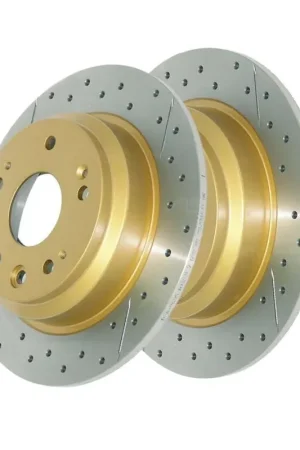 Free Delivery Disc Brakes Australia DBA DBA2503X Street Series X Gold Cross-Drilled Brake Disc Rotor Pair 282mm