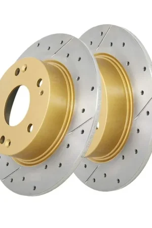 Disc Brakes Australia DBA DBA2511X Street Series X Gold Cross-Drilled Brake Disc Rotor Pair 260mm Holiday Sale