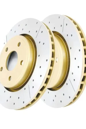 In Demand Disc Brakes Australia DBA DBA2530X Street Series X Gold Cross-Drilled Brake Disc Rotor Pair 328mm