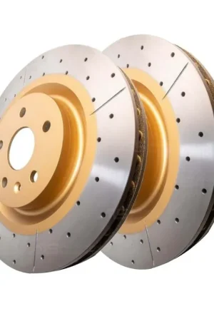 Disc Brakes Australia DBA DBA2604X Street Series X Gold Cross-Drilled Brake Disc Rotor Pair 355mm Certified