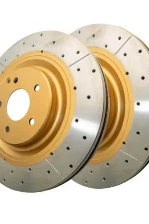 Viral Disc Brakes Australia DBA DBA2696X Street Series X Gold Cross-Drilled Brake Disc Rotor Pair 345mm