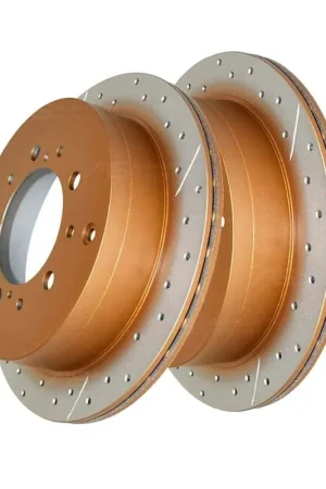 Disc Brakes Australia DBA DBA2723EX Street Series X Gold Cross-Drilled En-Shield Brake Disc Rotor Pair 345mm Exclusive Offer