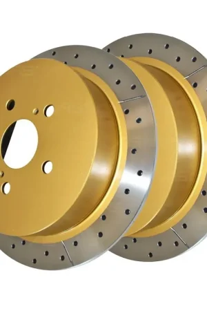 Weekend Sale Disc Brakes Australia DBA DBA2733X Street Series X Gold Cross-Drilled Brake Disc Rotor Pair 309mm