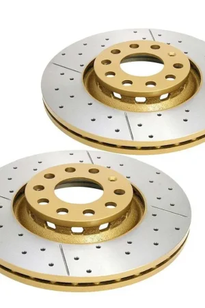 Fresh Stock Disc Brakes Australia DBA DBA2800X Street Series X Gold Cross-Drilled Brake Disc Rotor Pair 312mm