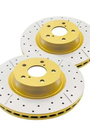Seasonal Sale Disc Brakes Australia DBA DBA2864X Street Series X Gold Cross-Drilled Brake Disc Rotor Pair 348mm