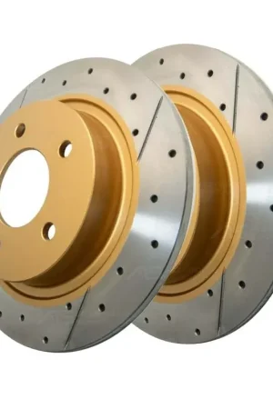 Low Price Disc Brakes Australia DBA DBA2957X Street Series X Gold Cross-Drilled Brake Disc Rotor Pair 279.5mm