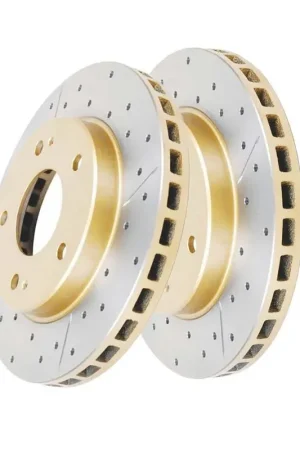 Super Sale Disc Brakes Australia DBA DBA421X Street Series X Gold Cross-Drilled Brake Disc Rotor Pair 256mm