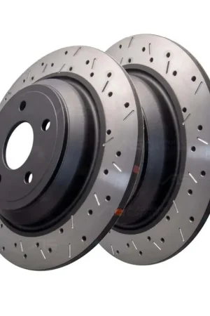 Disc Brakes Australia DBA DBA42969BLKXS 4000 Series Cross-Drilled & Slotted Brake Disc Rotor Pair Black Hat 302mm Limited Offer