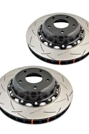 Fresh Stock Disc Brakes Australia DBA DBA52018BLKXS 5000 Series Cross-Drilled & Slotted Brake Disc Rotor Pair Black Hat 350mm