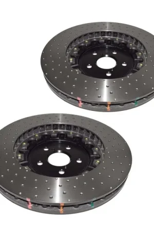 Crafted Disc Brakes Australia DBA DBA52788BLKXD 5000 Series Cross-Drilled & Dimpled Brake Disc Rotor Pair Black Hat 380mm