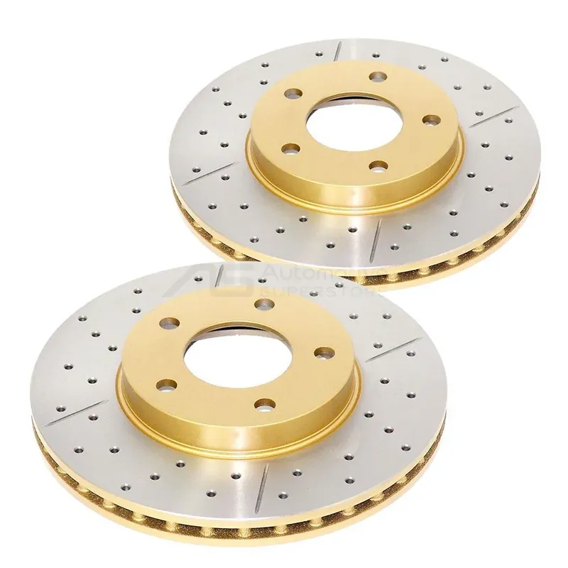 Viral Disc Brakes Australia DBA DBA957X Street Series X Gold Cross-Drilled Brake Disc Rotor Pair 278mm
