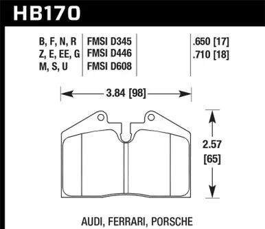 Hawk 89-94 Porsche 911 / 86-94 944 / 93 & 95 968 Front & Rear DTC-70 Race Brake Pads - HB170U.650 High Quality