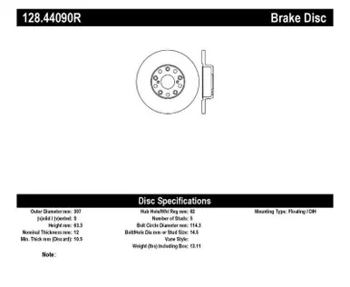 StopTech Drilled Sport Brake Rotor - 128.44090R Secure Checkout