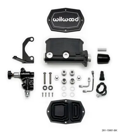 Wilwood Compact Tandem M/C - 1in Bore w/RH Bracket and Valve - Black - 261-15661-BK Free Returns