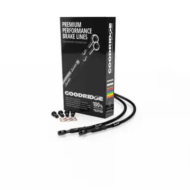 Goodridge 04-07 Harley-Davidson FLHRS ROAD KING Black Front Brake Line w/Black Fitting - HD0070-3FB-BK In Demand