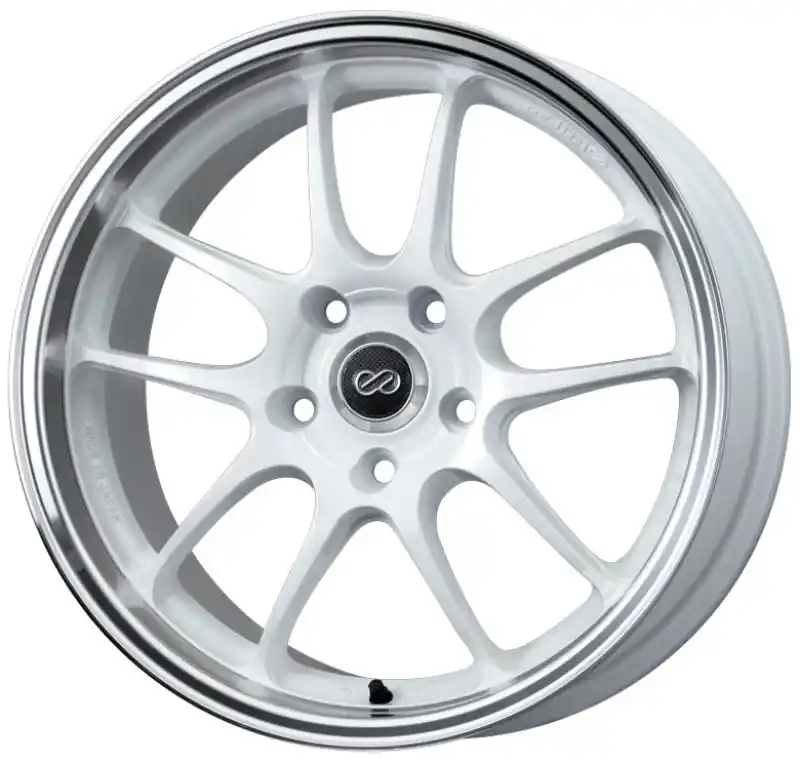 Limited Offer Enkei PF01SS 17x9 5x114.3 48mm Offset 75mm Bore Diameter White with Machined Lip Wheel